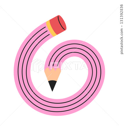 Pink pencil involute doodle shape Pink pencil involute doodle shape 131392836
