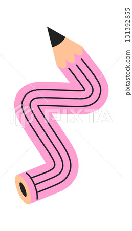 Zigzag shaped pencil hand drawn 131392855