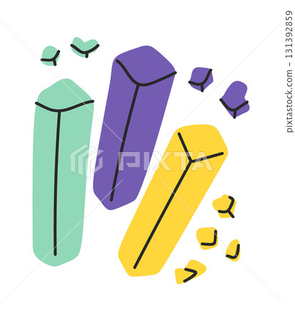 Colored chalks tools hand drawn Colored chalks tools hand drawn 131392859