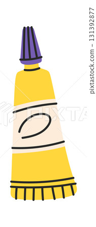 Yellow paint tube hand drawn 131392877