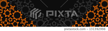 Technical drawing of gears .Rotating mechanism of round parts .Machine technology. Vector illustration. 131392998