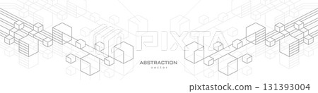 Technical drawing background . Geometric lines and squares. Technology Banner. Vector illustration . 131393004
