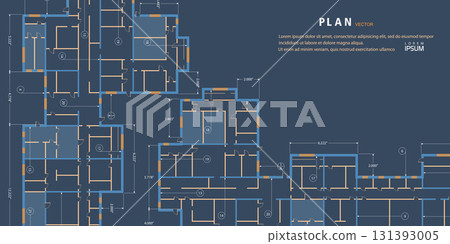 Architectural plan .House plan project .Engineering design .Industrial construction of houses . Vector illustration. Architectural plan .House plan project .Engineering design .Industrial construction of houses . Vector illustration. 131393005