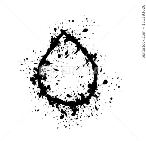 Hand drawn Arabic number 5 with ink splash effect. Black artistic digit in grunge splattered style. Vector illustration isolated on white background. 131393626