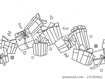 Illustration of gift box. Black line presents gift boxes for celebration, discounts or promotions. Illustration of gift box. Black line presents gift boxes for celebration, discounts or promotions. 131393922