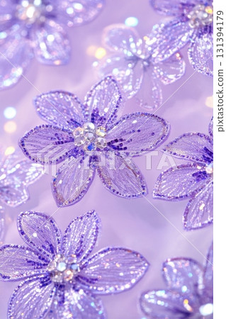 Violet gown with floral embroidery glowing softly under the northern lights creating an elegant and detailed visual experience 131394179