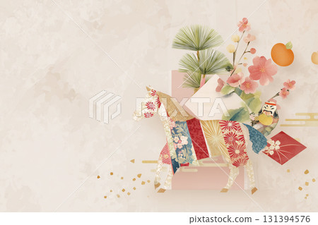 2026 New Year's card material Year of the Horse background material 131394576