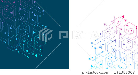 Abstract technology connect background lines and dots with hexagons. Modern hexagons technology concept design background. Vector illustration. 131395008