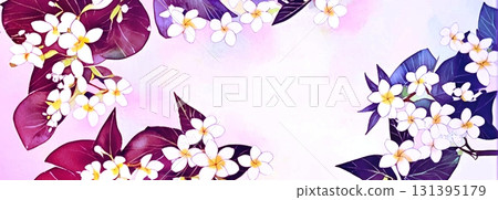 Background material, background image, pattern material, background illustration, wallpaper, watercolor style, plumeria, light purple 131395179