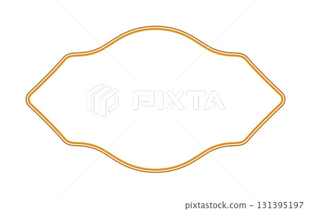 Shiny golden luxury frame. Ornamental 3d border in oriental style. Indian decorative element. Realistic object mockup for photo frame. Vector for certificate, stamp, vignette 131395197