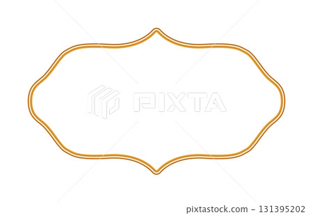 Golden ornamental 3d frame in oriental style. Indian ornament, morocco shapes, arabesque border, Islamic window. Shiny luxury decorative element for certificate, stamp, vignette. Vector illustration 131395202