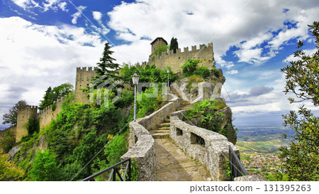 scenic Italy series - San Marino, view with castle 131395263