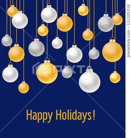 Illustration of a gold and silver Christmas ball with a message 131395318