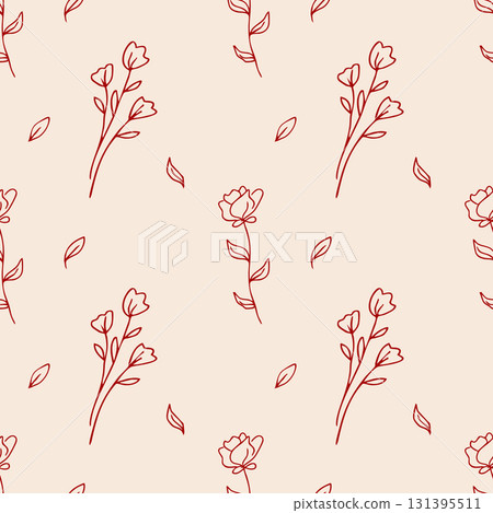Abstract Seamless pattern with red flowers doodles Abstract Seamless pattern with red flowers doodles 131395511