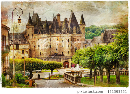 Jumilac le grand - medieval castle, France. artistic picture Jumilac le grand - medieval castle, France. artistic picture 131395531