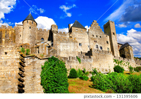 Carcassonne - biggest medieval fortress castle in Europe, France 131395606