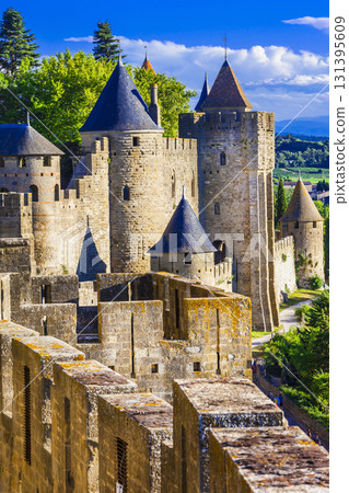 Carcassone - biggest medieval fortress castle in Europe, France 131395609