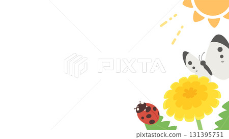 Cute spring creature background illustration_16:9 Cute spring creature background illustration_16:9 131395751