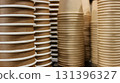 One Off Paper Cups For Hot Drinks Closeup Soft Focus Texture Background 131396327
