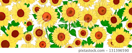Background material, background image, pattern material, background illustration, wallpaper, watercolor style, sunflower, pale yellow 131396590