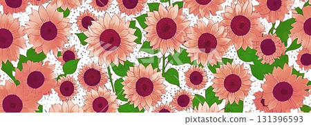 Background material, background image, pattern material, background illustration, wallpaper, watercolor style, sunflower, brown 131396593