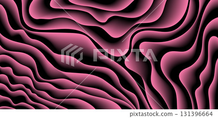 Abstract background of three-dimensional pink lines. Pink wave background template for creative design 131396664