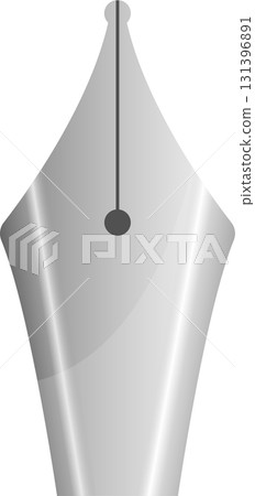 Close-up of a silver-colored fountain pen nib, highlighting its reflective surface and simple design. Close-up of a silver-colored fountain pen nib, highlighting its reflective surface and simple design. 131396891