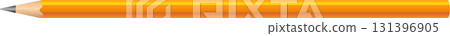 An illustration of an orange pencil with a silver tip shown in a horizontal still life image. 131396905