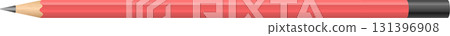 Illustration of a red pencil with a sharpened lead point and a black eraser at the opposite end. 131396908