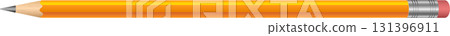 A well-used yellow pencil with a silver ferrule and pink eraser, ready for writing or drawing. 131396911