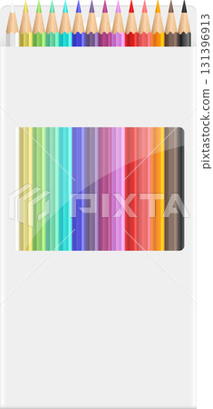 A set of assorted color pencils arranged in a box, organized in a spectrum of shades. A set of assorted color pencils arranged in a box, organized in a spectrum of shades. 131396913