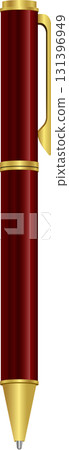 Elegant writing instrument with a deep red barrel and golden accents, symbolizing sophistication 131396949