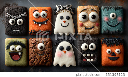 Halloween cookies with spooky icing decoration Halloween cookies with spooky icing decoration 131397123