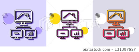 Work at home line icon. Halftone dotted pattern. Gradient icon with grain shadow. Outsource job sign. Remote office symbol. Line work home icon. Various designs. Vector Work at home line icon. Halftone dotted pattern. Gradient icon with grain shadow. Outsource job sign. Remote office symbol. Line work home icon. Various designs. Vector 131397657