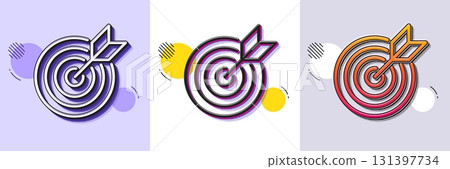 Target purpose line icon. Halftone dotted pattern. Gradient icon with grain shadow. Stratery goal sign. Core value symbol. Line target purpose icon. Various designs. Vector 131397734