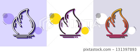 Fire energy line icon. Halftone dotted pattern. Gradient icon with grain shadow. Heating power energy sign. Hot flame symbol. Line fire energy icon. Various designs. Vector Fire energy line icon. Halftone dotted pattern. Gradient icon with grain shadow. Heating power energy sign. Hot flame symbol. Line fire energy icon. Various designs. Vector 131397893