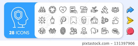 Psychology, Security agency and Face biometrics line icons. Interest rate, AI generate, Inflation icons. Pack of Parcel invoice, Fingerprint, Teamwork icon. Vector Psychology, Security agency and Face biometrics line icons. Interest rate, AI generate, Inflation icons. Pack of Parcel invoice, Fingerprint, Teamwork icon. Vector 131397906