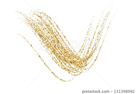Dynamic golden waves with small shimmer particles and shine effects. Gold stipple flow waves, glitter undulate pattern. Golden vector curved dashed gradient net for holiday design, abstract background Dynamic golden waves with small shimmer particles and shine effects. Gold stipple flow waves, glitter undulate pattern. Golden vector curved dashed gradient net for holiday design, abstract background 131398092