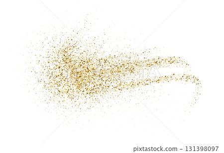 Dynamic golden waves with small shimmer particles. Abstract flow elegant golden curved dashed gradient, dotted fluid line gold background, luxury design texture. Vector illustration Dynamic golden waves with small shimmer particles. Abstract flow elegant golden curved dashed gradient, dotted fluid line gold background, luxury design texture. Vector illustration 131398097