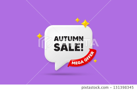 Autumn sale chat speech bubble. Mega offer flag ribbon. Autumn Sale tag. Special offer price sign. Advertising Discounts symbol. 3d sparkle stars speech bubble. Vector Autumn sale chat speech bubble. Mega offer flag ribbon. Autumn Sale tag. Special offer price sign. Advertising Discounts symbol. 3d sparkle stars speech bubble. Vector 131398345
