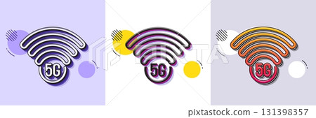 5g wi-fi technology line icon. Halftone dotted pattern. Gradient icon with grain shadow. Wifi wireless network sign. Mobile internet symbol. Line 5g wifi icon. Various designs. Vector 5g wi-fi technology line icon. Halftone dotted pattern. Gradient icon with grain shadow. Wifi wireless network sign. Mobile internet symbol. Line 5g wifi icon. Various designs. Vector 131398357