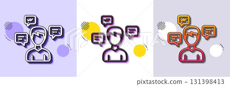 Chat Messages line icon. Halftone dotted pattern. Gradient icon with grain shadow. Conversation sign. Communication speech bubbles symbol. Line conversation messages icon. Various designs. Vector Chat Messages line icon. Halftone dotted pattern. Gradient icon with grain shadow. Conversation sign. Communication speech bubbles symbol. Line conversation messages icon. Various designs. Vector 131398413