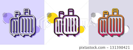 Baggage line icon. Halftone dotted pattern. Gradient icon with grain shadow. Travel luggage sign. Journey bag claim symbol. Line baggage icon. Various designs. Vector 131398421