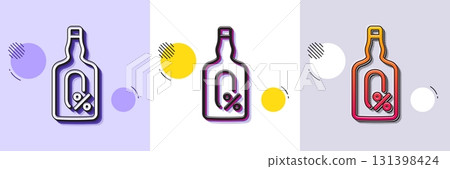 Alcohol free line icon. Halftone dotted pattern. Gradient icon with grain shadow. Whiskey bottle sign. Bar drink symbol. Line alcohol free icon. Various designs. Vector 131398424