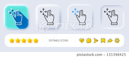 Move gesture line icon. Neumorphic, Flat shadow, 3d buttons. Slide arrow sign. Swipe action symbol. Line move gesture icon. Social media icons. Vector 131398425