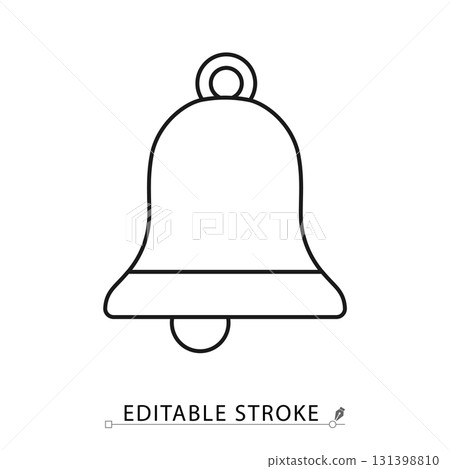 A simple bell icon in a minimalist line style with editable stroke. Notification sound, christmas decoration, school alarm, church ring, wedding ceremony symbol, vintage holiday jingle. A simple bell icon in a minimalist line style with editable stroke. Notification sound, christmas decoration, school alarm, church ring, wedding ceremony symbol, vintage holiday jingle. 131398810