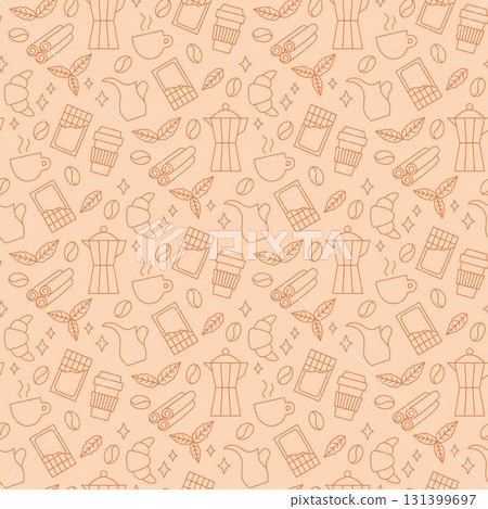Line Art Coffee Seamless Pattern 131399697