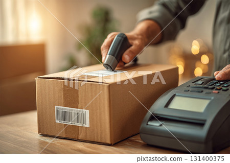 Scanning package barcodes for delivery logistics 131400375