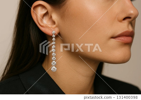 Silver Earring in Womans Ear for Jewelry and Fashion Design 131400398