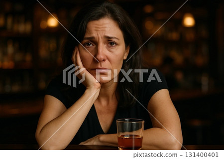 Portrait of Sad Woman for Emotional and Editorial Design 131400401